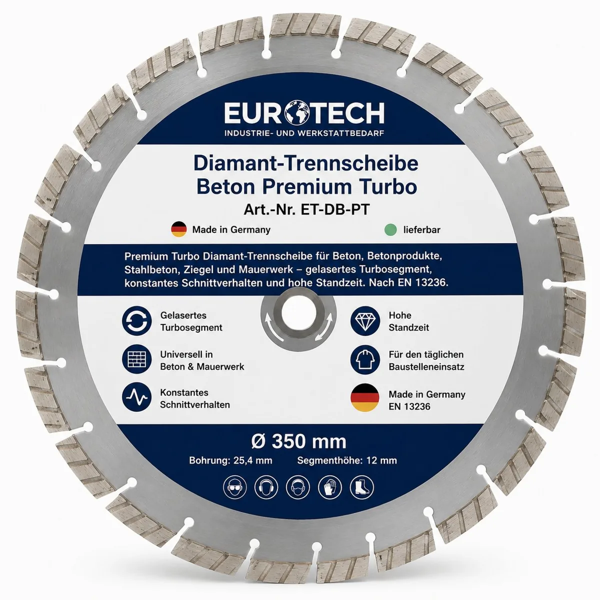 EUROTECH Diamant-Trennscheibe Beton Premium Turbo